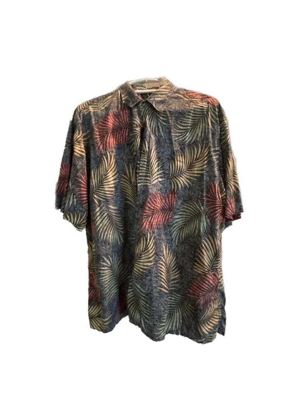 Bamboo Cay Men's Short Sleeve Tropical Leaf Print Button-Down Shirt